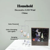 Decorative LED wind chime with solar panel and color-changing lights